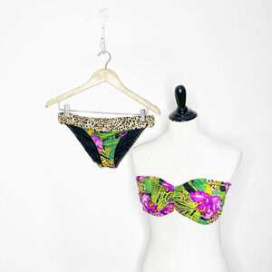 Victoria's Secret Tropical Jungle Strapless Bombshell RARE sexy top m bottom S